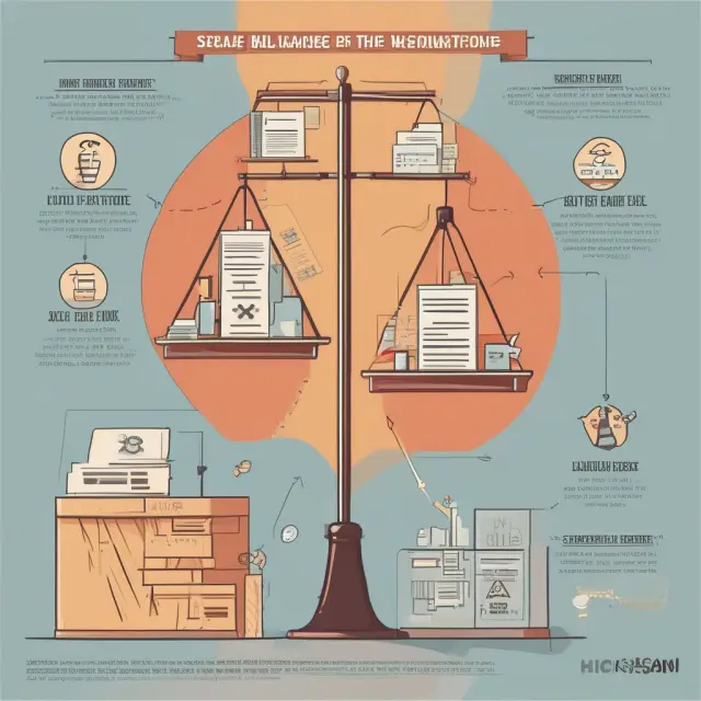 A scale balanced on a pivot, with one pan representing improved working conditions and the other holding economic compensation for those improvements