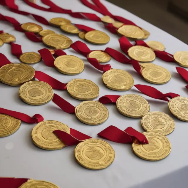 Image of gold medals showering on a table, signifying Cornell Johnson