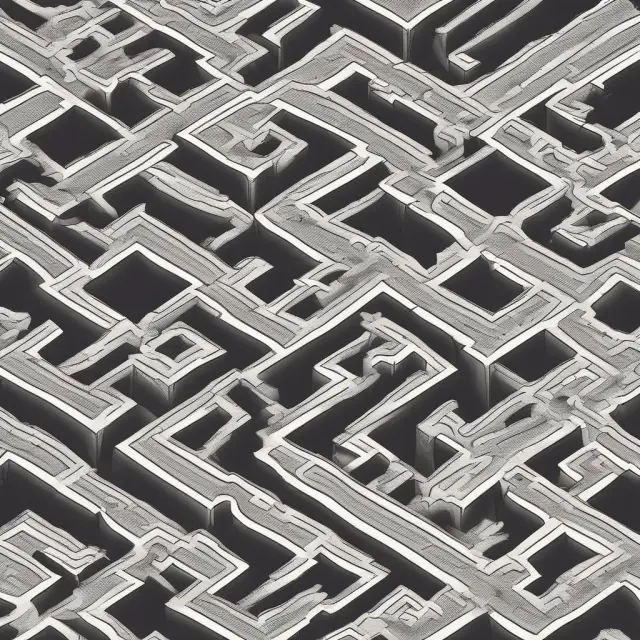 A labyrinth filled with IRS codes, symbols representing sections on dependents & joint returns. The maze