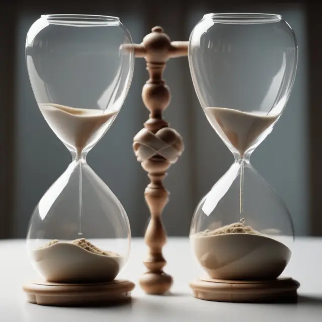 Image of two hourglasses interlinked, symbolizing the concept of joint and survivor annuities, ensuring income for both individuals during retirement.