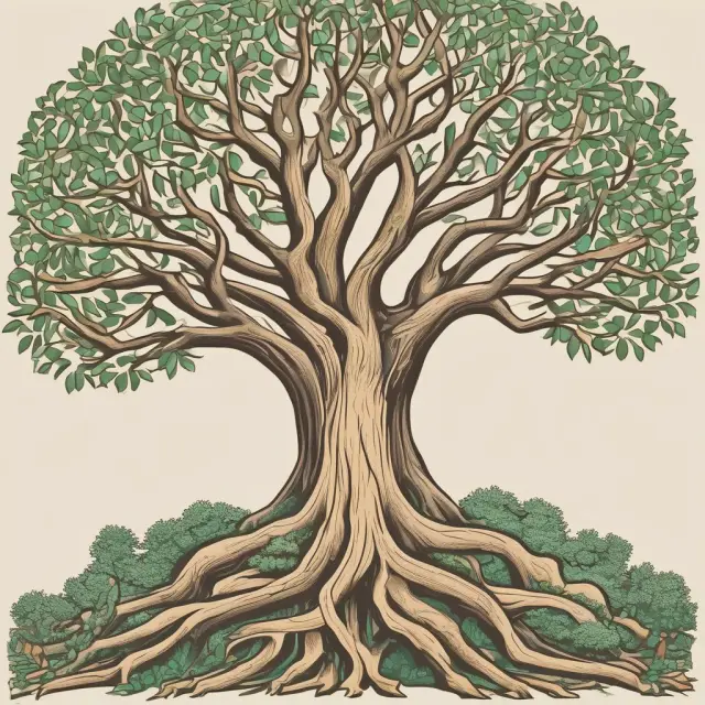 Parent corporation and subsidiary depicted as interconnected trees, illustrating the concept of joint bonds and their role in corporate financing