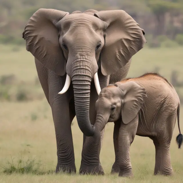 An elephant, symbolizing the parent company, supports a young giraffe, representing the subsidiary, on a bridge signifying joint bond issuance