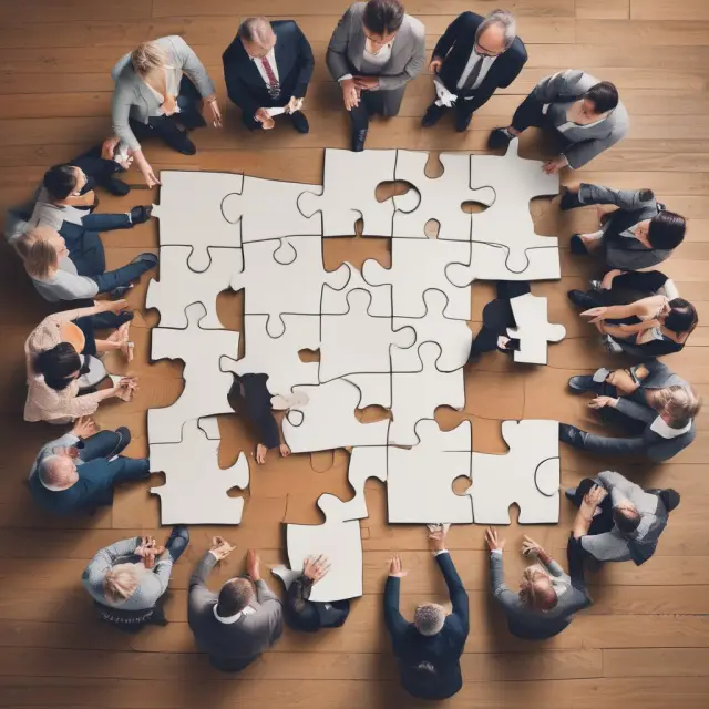 Partners balanced on a scale, each handling puzzle pieces representing their portion of jointly and severally agreements.
