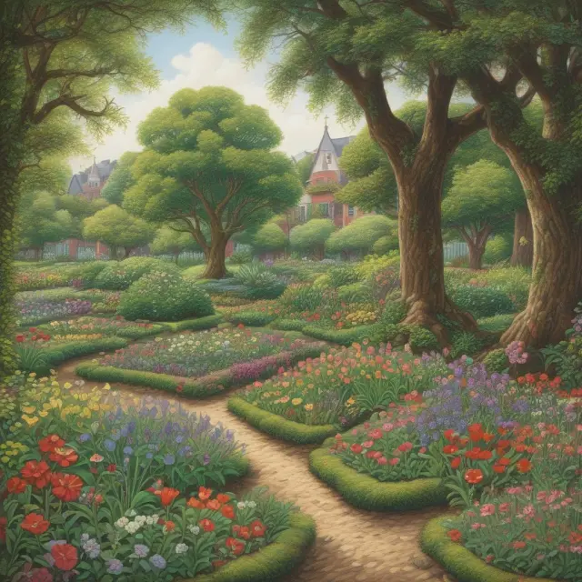 A flourishing garden symbolizing the benefits and growth from joint ownership, including simplified probate process and cost savings