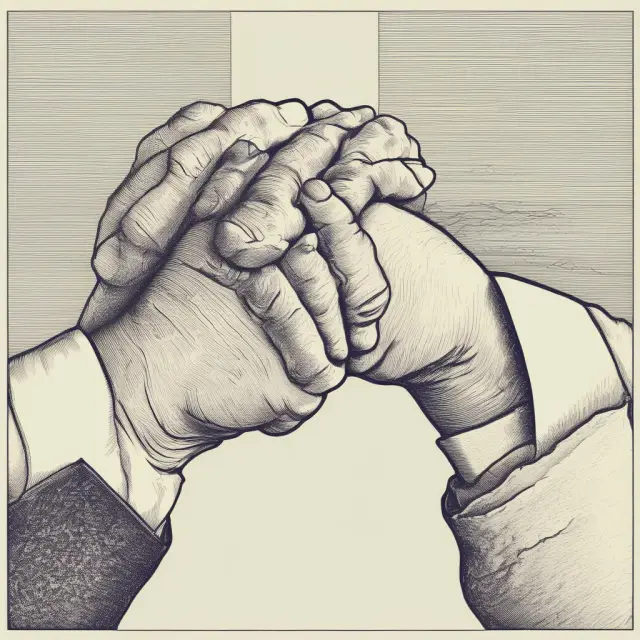 Image depicting two hands forming an agreement, symbolizing joint tenancy and equal ownership rights until one partner