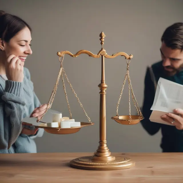Married couple considering their filing options: joint or qualified widow/widower, represented as two balanced scales