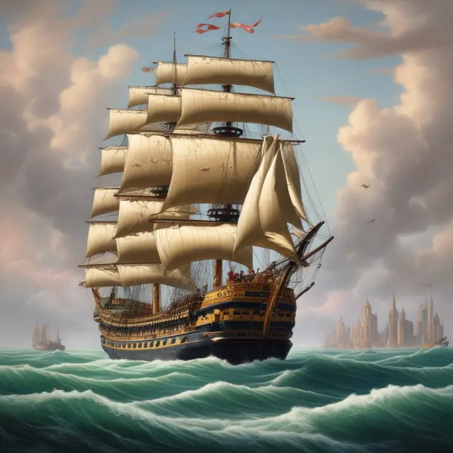 Vessel navigating the waters of time, encounters various types of historic joint-stock companies including chartered corporations, statutory companies, and modern registered businesses.