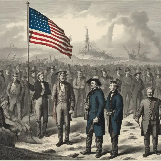 A fleet of iconic joint-stock companies, represented by ships embarking on the journey to finance America