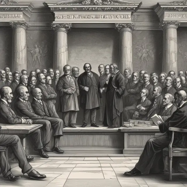 An image of ancient joint-stock company investors and modern business protections standing side by side, symbolizing the historical connection between the two eras