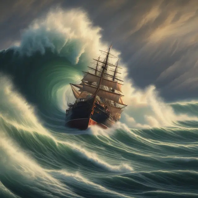 A sturdy ship navigating rough waters, representing the Jones Act