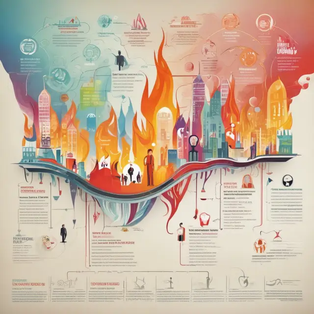 Entrepreneurs initiate progress through innovative ideas and creative destruction on a timeline, symbolizing economic growth.
