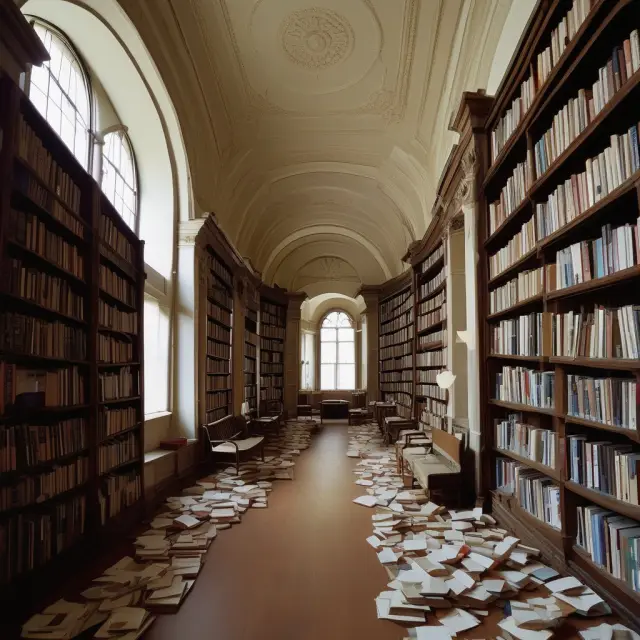 Library scene displaying Stiglitz