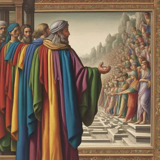 A weaving loom producing the biblical Joseph