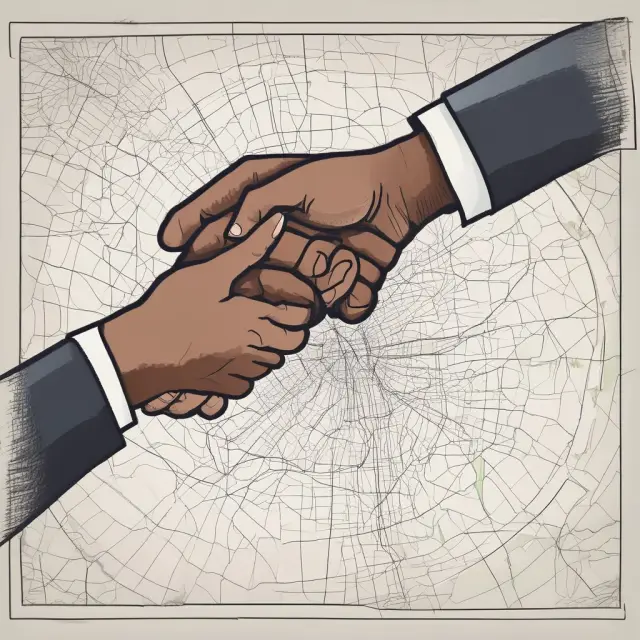 Two hands coming together over a world map, representing the joint ownership and diverse applications of JTIC