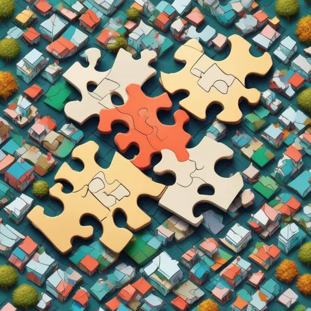 A vibrant puzzle depicting Joint Tenants in Common (JTIC) where each piece represents an individual