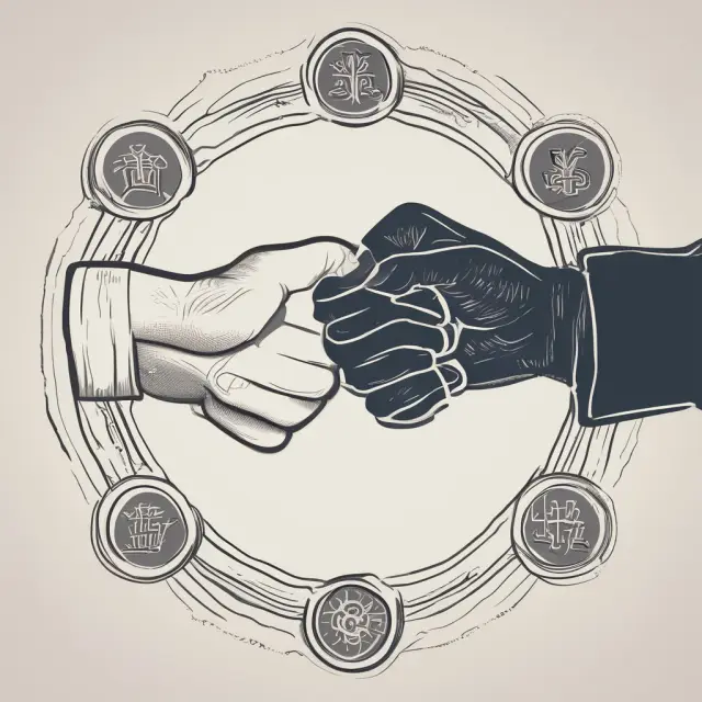 Comparison of JTWROS and TIC: Two hands with unique symbols representing different co-ownership structures.