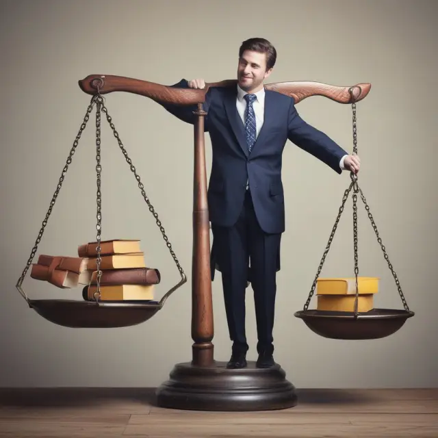 A lender delicately balancing various financial factors on a scale to make informed credit decisions through judgmental analysis.