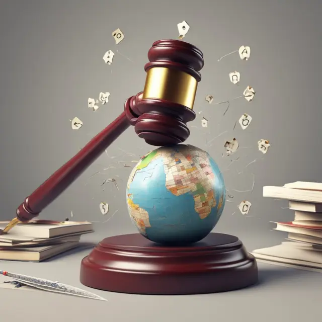 An image of a gavel breaking a globe representing a credit score, with judgments displayed as sand slipping away