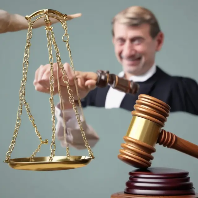 Judge weighing nonjudicial and judicial foreclosure processes, scales represent time and gavel symbolizes decision-making