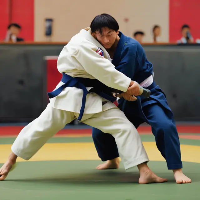 A judo practitioner establishing a strong foundation, representing a small business focusing on its core for a competitive edge