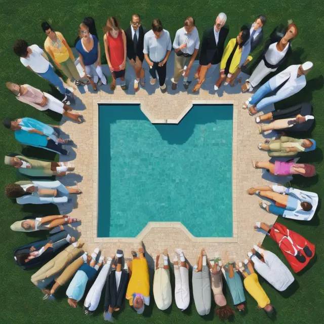 A mosaic of interconnected tiles symbolizing jumbo pools, illustrating safety through government backing and diversity while highlighting risks like principal shrinkage.