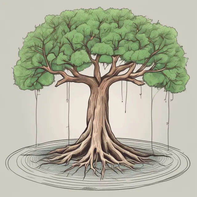 Image of a tree with roots symbolizing jumbo CD benefits (higher rates, insurance, stability) and branches representing risks (liquidity, interest rate, inflation)