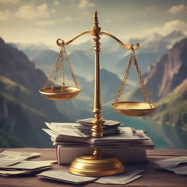 Balancing scales filled with gold coins symbolizing financial assets, representing the detailed documentation and verification process required for jumbo mortgage underwriting