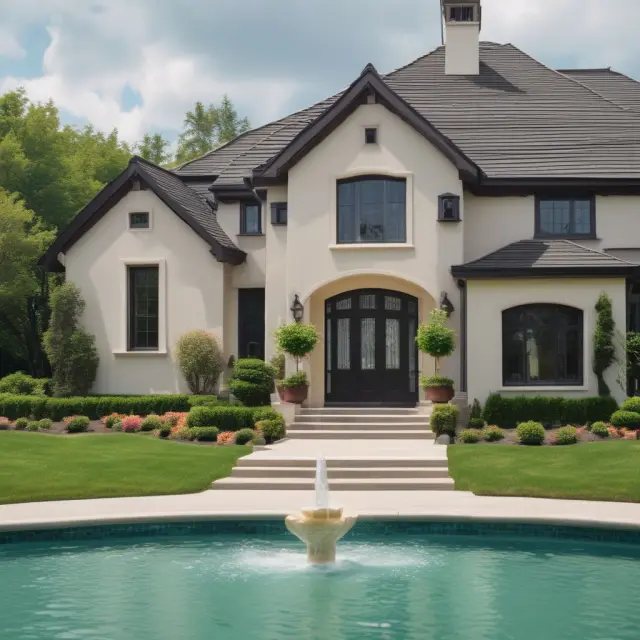 Imagery of oversized mortgage scales balancing high-value homes