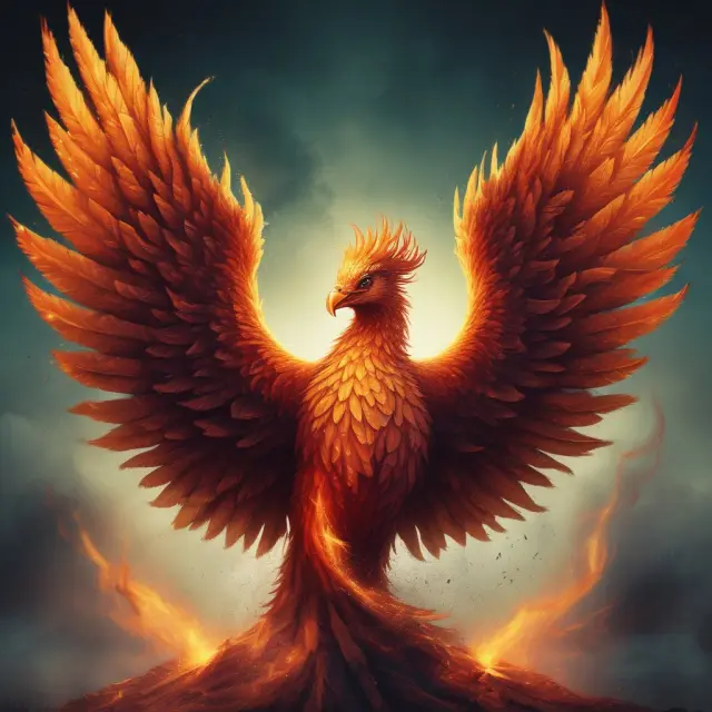 A phoenix rising from economic ashes, representing the resilience of small businesses post-financial crisis