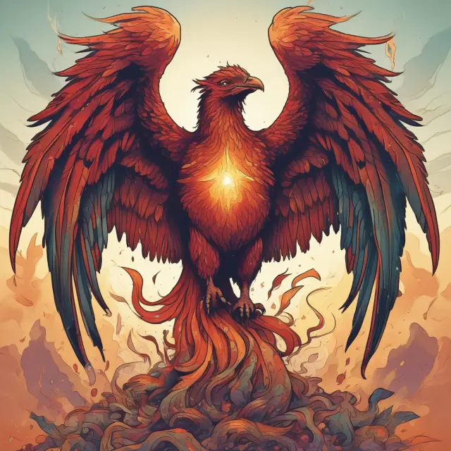 A phoenix emerging from financial crisis ashes, representing the JOBS Act