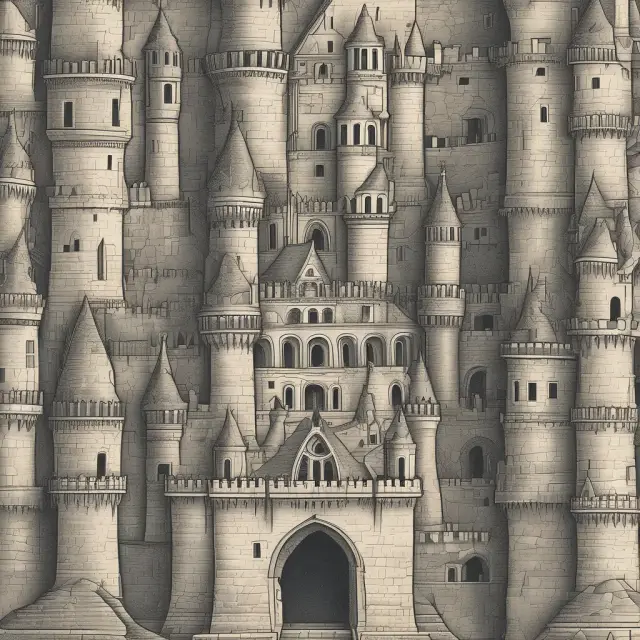 Towering castle symbolizing structured products, with junior debt tranches as underground foundations providing stability