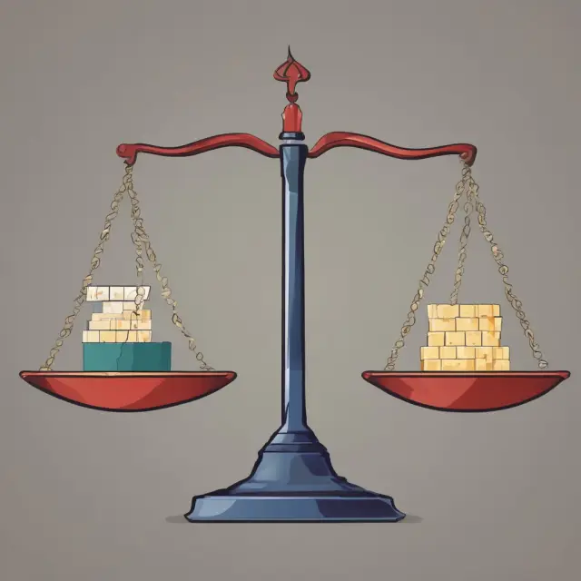Junior equity vs. senior equity illustrated as a balance scale: junior equity on one side, senior equity on the other, emphasizing priority order and distribution of income.