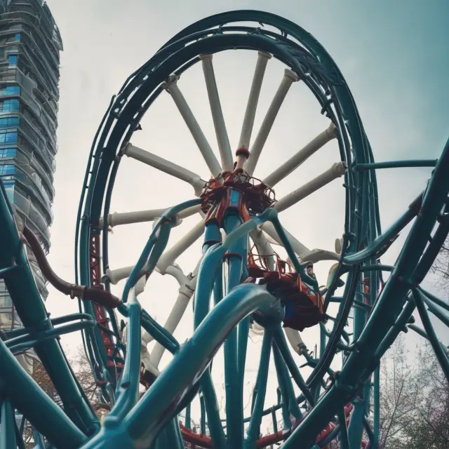 A rollercoaster ride representing the highs and lows of junior equity investments. Volatile, uncertain, and full of risks.