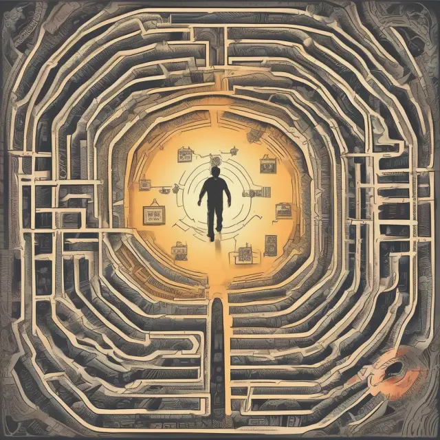 A labyrinth filled with cubes representing various financial instruments. A professional investor navigates it, encountering juniors equity cubes, seniors debt blocks, and preferred shares pillars.