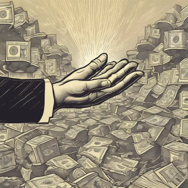 A golden hand selecting junk bonds amidst investment-grade securities, representing higher risk and potential reward.