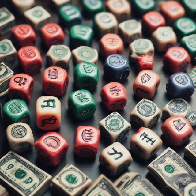 A table showing four types of dice: Political, Legal, Exchange Rate, and Money Laundering Risks. Each die represents a specific risk type in the jurisdiction risk game.