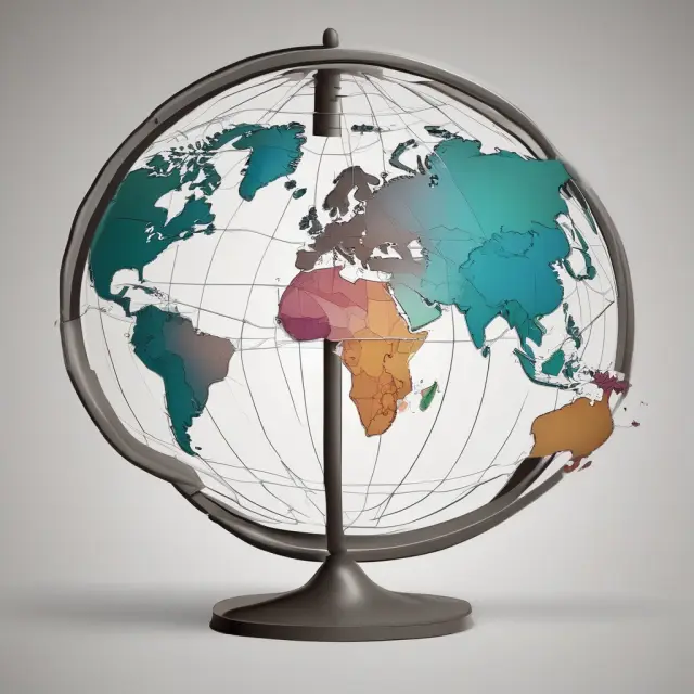 An image of a globe depicting political hotspots, economic indicators, and legal systems being weighed and balanced