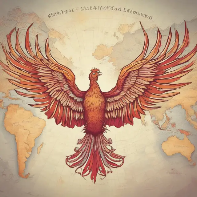Phoenix rising from world map, depicting FATF