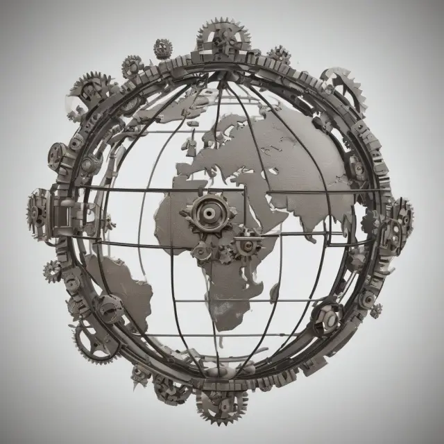 A rotating world globe surrounded by legal gears symbolizing the complexities of managing jurisdiction risks and regulatory compliance