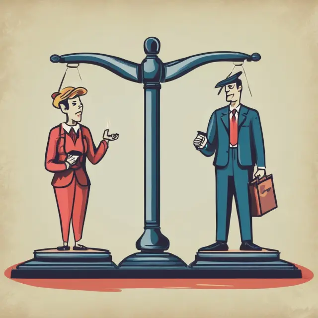 A set of scales with a fast food worker