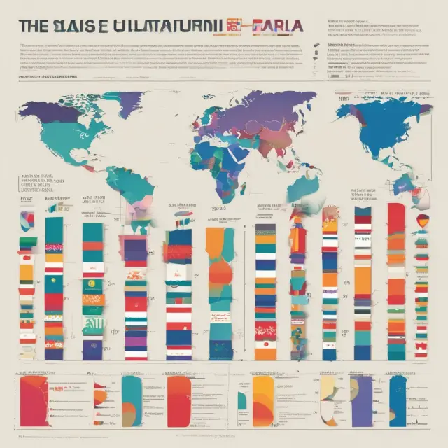 A global map with flags of various countries and corresponding justified wages