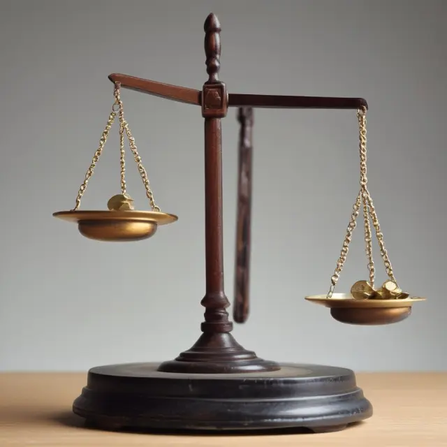 A balance scale representing Milton Friedman