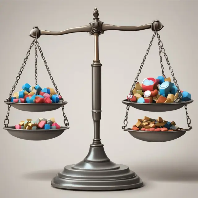 Two scales weighing the pros and cons of K-Percent Rule monetary policy