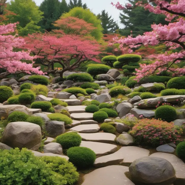 Imagery of a Japanese garden with Toyota and Ford emblems blooming among continuous improvement symbols. This image illustrates the successful implementation of kaizen within both companies.