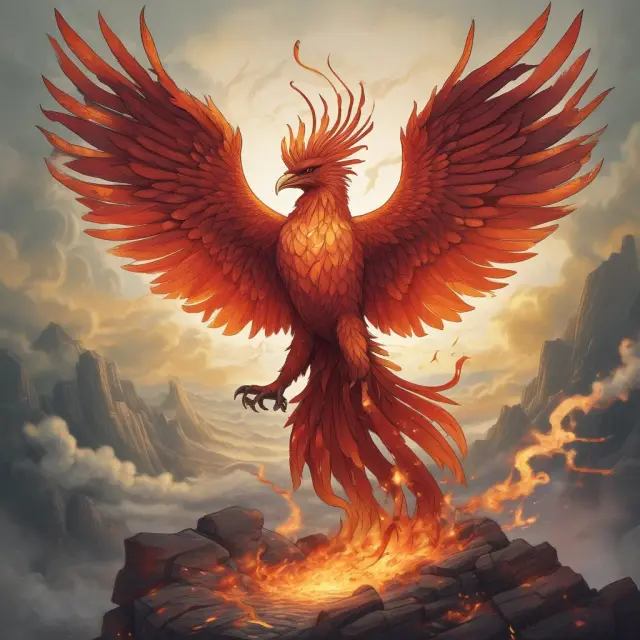 Phoenix emerging from flames, illustrating overcoming resistance and continuous improvement in business.