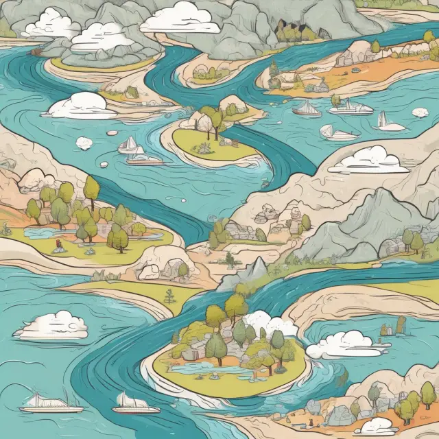 River representing workflow transitions through teams using Kanban