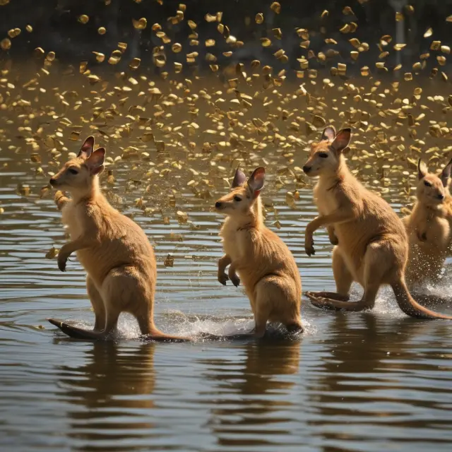 International companies releasing gold coins representing bonds into an expanding, diverse pond (Australian market) for Australian investors to diversify and earn higher yields.