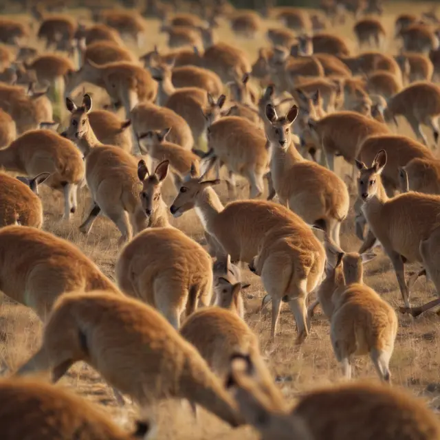Image: Kangaroos leaping amidst a vibrant Australian financial landscape, symbolizing the diversity of stocks in the All-Ordinaries Index