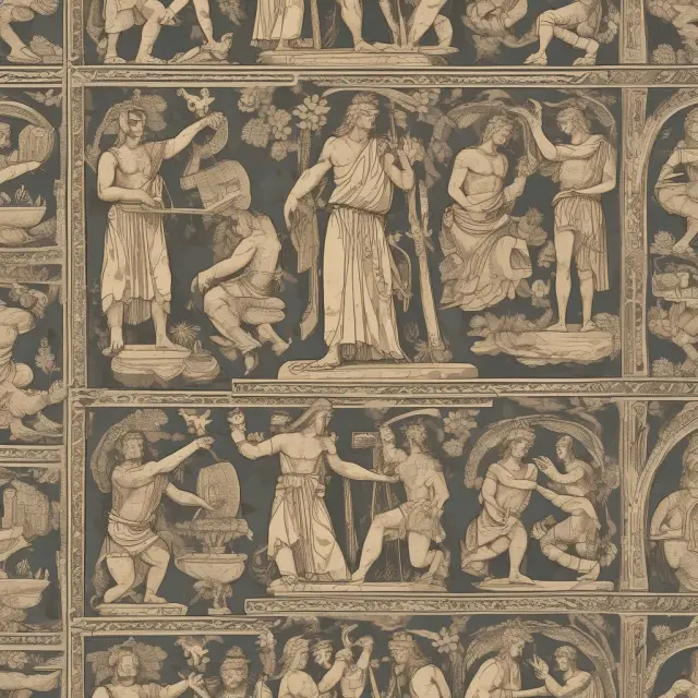 An assembly of Greek gods symbolizing options positions. Net kappa calculated as the sum of individual kappas.