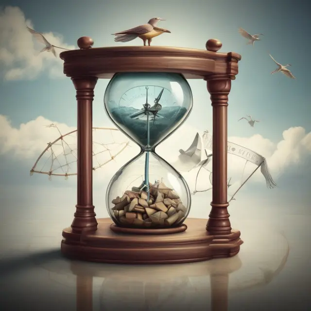 A kappa compass navigating the stock market with a triangular prism symbolizing underlying assets, an hourglass representing expiration dates, and a weather vane for market conditions.